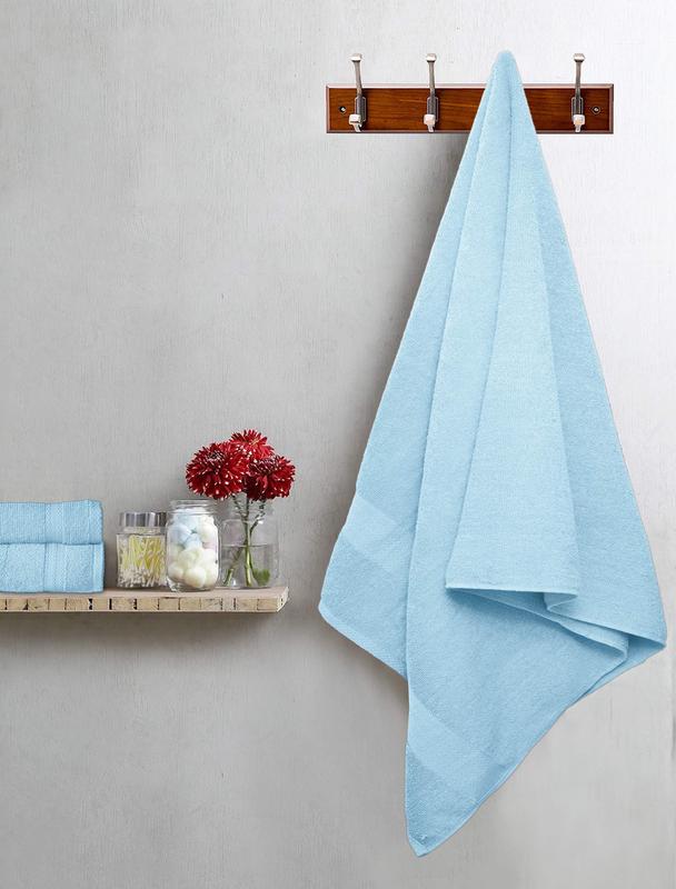 Ultra Soft 8-Piece Towel Set - 100% Pure Cotton, Sky Blue