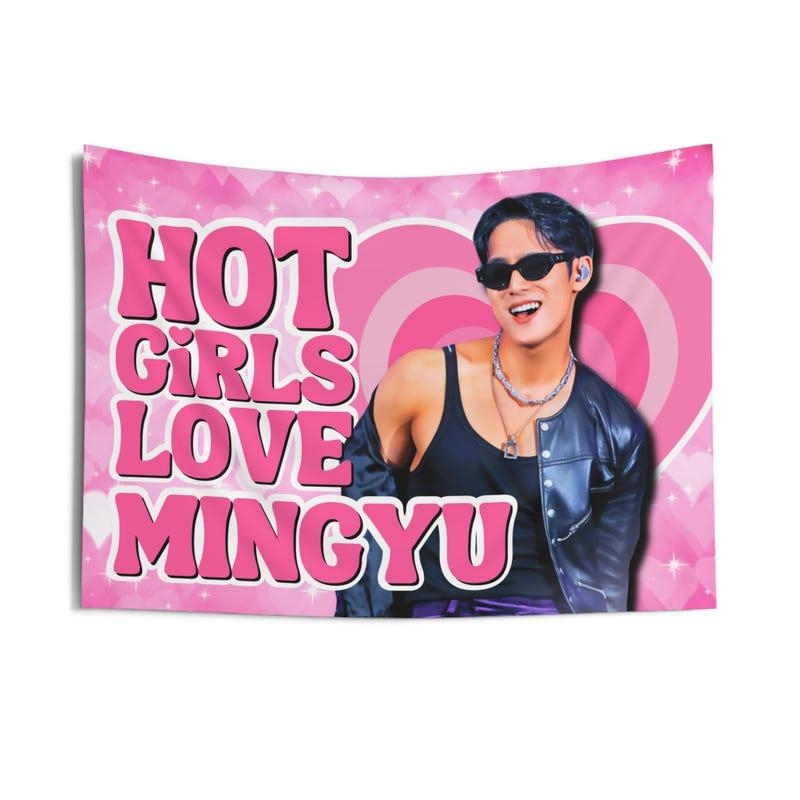 Svt Mingyu Hot Girls Concert Banner, Seventeen Members Kpop Flag, Svt Album Merch, Gift Ideas for Carats, Birthday Gift & Concert Merch