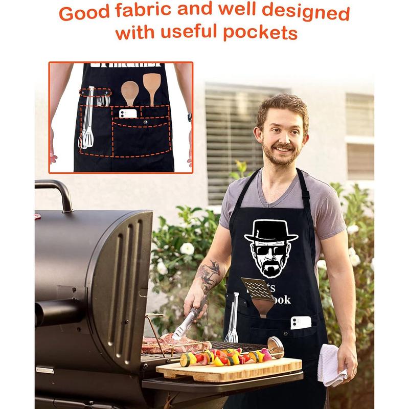 Funny Cooking Chef Apron with Pockets BBQ Kitchen Work Aprons Birthday Dad Creative Gifts