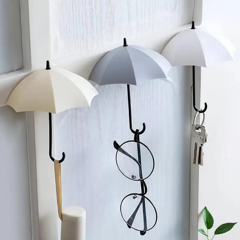 Mini Umbrella Shaped Wall Mounted Hook, 3 Counts set Punch Free Self Adhesive Wall Hook, Multifunctional Home Organizer for Living Room Kitchen Bathroom