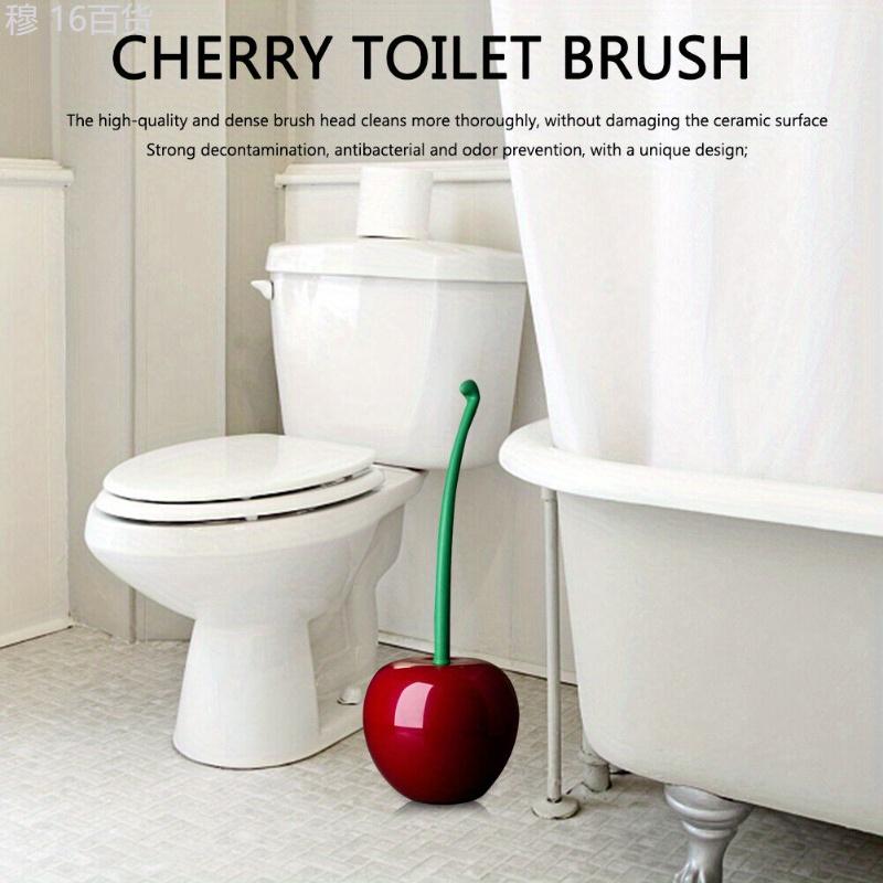 1pc Cherry-Shaped Toilet Brush and Holder Set - Standing WC Bathroom Cleaning Brush with Ergonomic Handle, Compact Design, and Easy Cleaning Ability - Perfect for Bathroom Organization and Hygiene Plastic