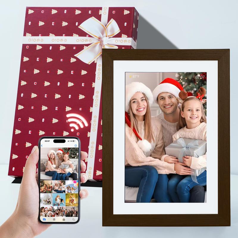 Ekoio Digital Picture Frame 10.1 Inch WiFi,gift idea, IPS Touch Screen Smart Cloud Photo Frame with 32GB Storage, Auto-Rotate Easy Setup to Share Photos or Videos via biu frame APP, Wall Mountable White color and Black color