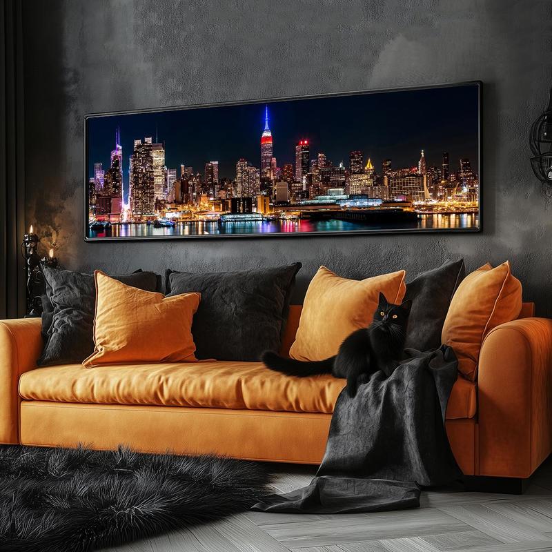 City Night View Canvas Poster without Frame, 1 Count Beautiful City Scenery Painting, Wall Decor for Home Living Room Bedroom Office