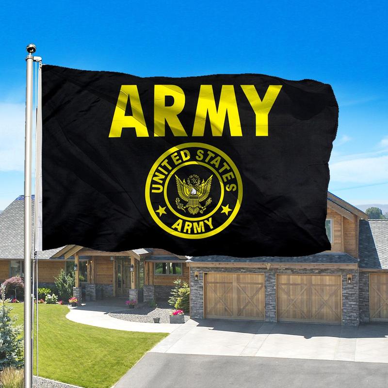 Army Flag with Gold Crest, 3x5 Military Flag, Double Stitched Edges Flag, Festive & Party Supplies for Home Garden Party, without Flag Pole