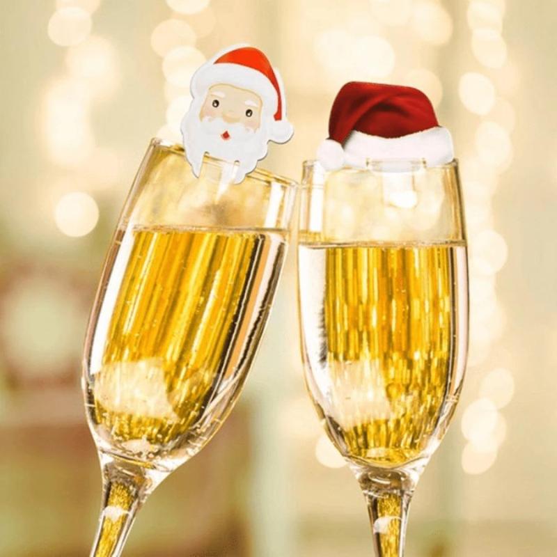 Christmas Themed Decor, 30pcs set Christmas Themed Champagne Decor Card, Party Decoration Supplies for Home Party, Party Accessories