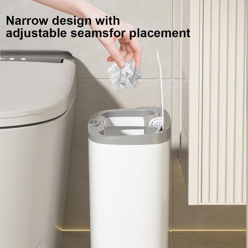 Smart Sensor Trash Can, 1 Count 14L Trash Can with Lid, Narrow Edge Design Trash Can for Kitchen & Bathroom