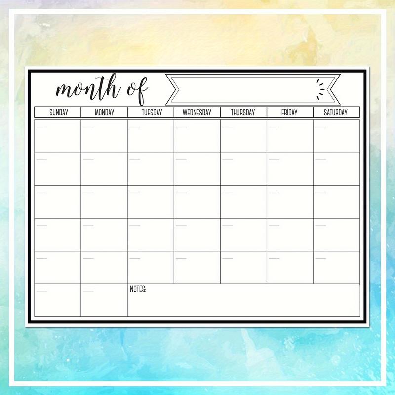 Magnetic Monthly Calendar, 1 Count Refrigerator Planner  Dry Erase Board, Planning Board for Kitchen Office School Refrigerator