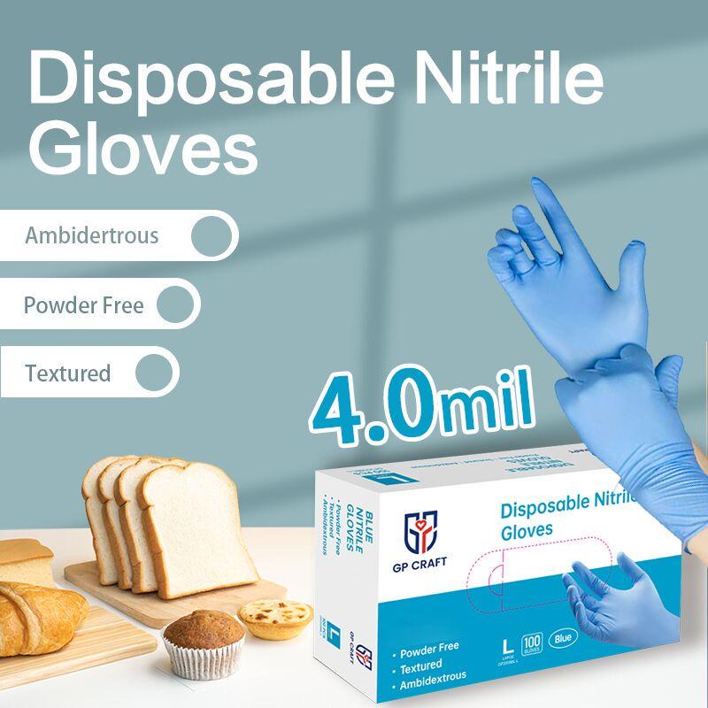 Blue Nitrile Disposable Gloves, 4mil, Powder-Free, Latex-Free, Waterproof, Non-Slip,for Household Cleaning Baking Pack