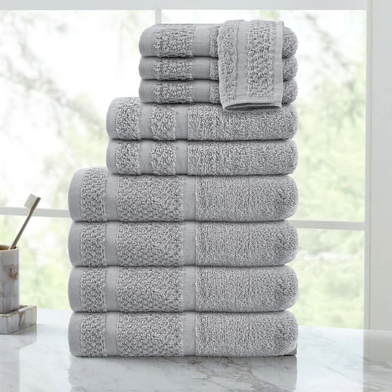 Mainstays Grey 10 Piece Towel Set - Upgraded Softness & Durability