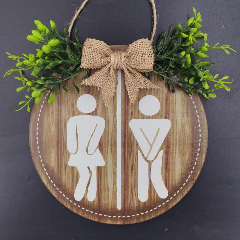 Wooden Welcome Toilet Sign, Creative Toilet Hanging Decor, Hanging Decor for Home Indoor Garden Porch, Home Decor