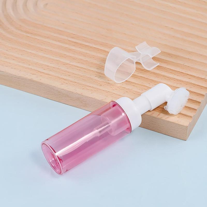 60ml Silicone Brush Foaming Bottle, Refillable Empty Pump Bottles, Clear Foam Dispenser for Liquid Soap & Cream