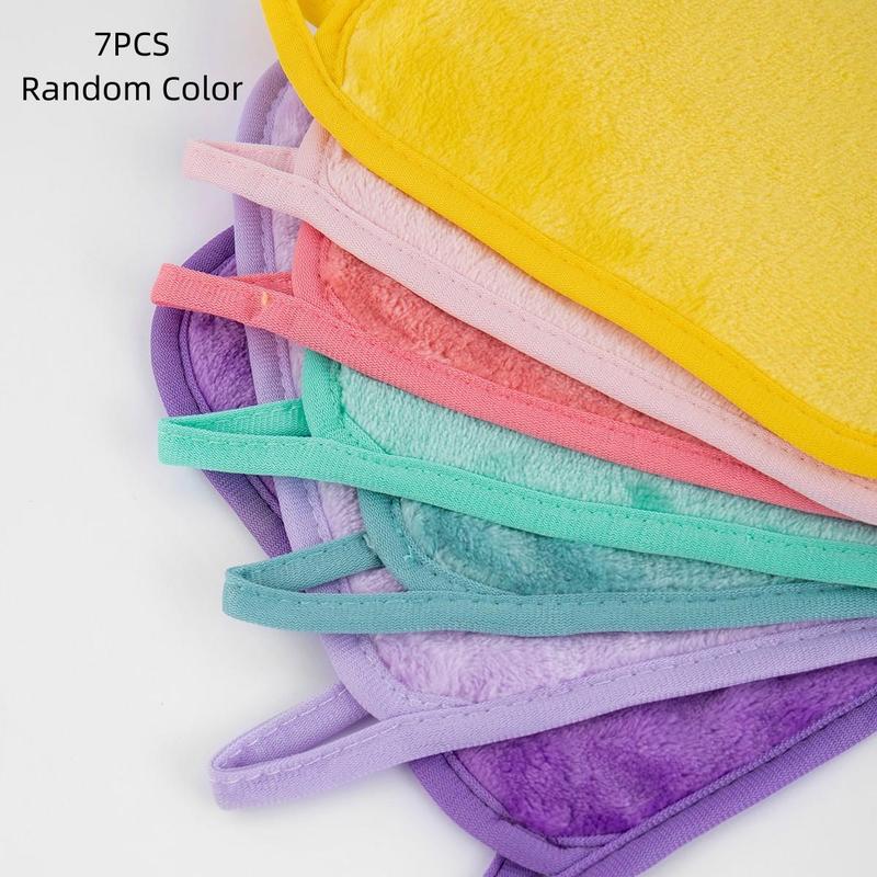 Random Color Reusable Flannel Face Cloth, 7 Counts Fleece Makeup Remover Towels, Make Up Towels, Face Cloths for Washing Face, Summer Gifts