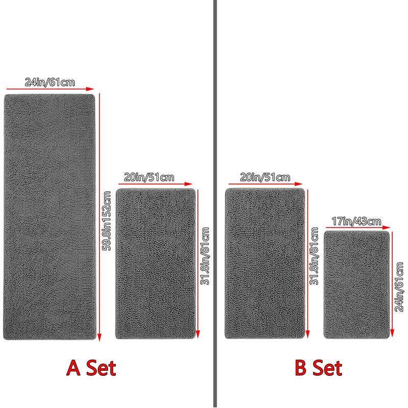 Bathroom Mat Set, 2 Counts set Soft Non-slip Bath Rug, Rectangular Mat, Water Absorbent Bathroom Mat, Bathroom Accessories