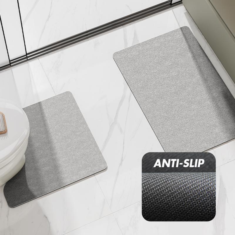 Absorbent Bathroom Mat, 2 Counts set Non-slip Toilet Mats, Household Toilet Anti-slip Foot Mat for Bathroom Kitchen