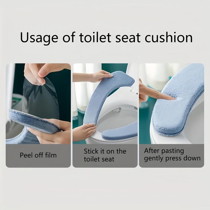 Plush Toilet Seat Cover, 1 Pair Soft Thickened Washable Toilet Seat Pad, Bathroom Supplies for Home Hotel Salon Dormitory