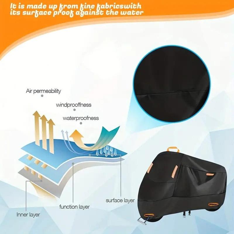 Motorcycle Waterproof Cover, Dustproof & Anti-theft Motorcycle Cover, Reflective Strip Design Universal Motorcycle Cover