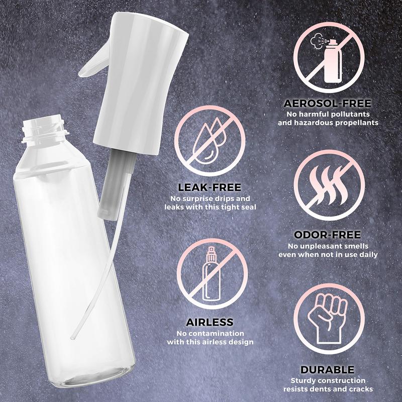 Continuous Spray Bottle with UltraFine Mist -Versatile Water Sprayer forHair, Home Cleaning, Salons, Plants,Aromatherapy, and More - Hair SprayBottle (Clear -7.040z 200ml)-B5