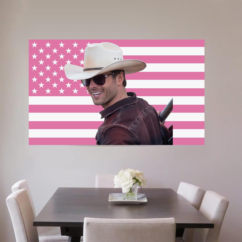 Glen Powell Pink Wall Tapestry American Flag - Not My First Tornado 3x5ft USA Flag, GlenPowell Cowboy Twisters Movie USFlag, i Love Glen Powell and His CuteDog Fan Gift Tapestries