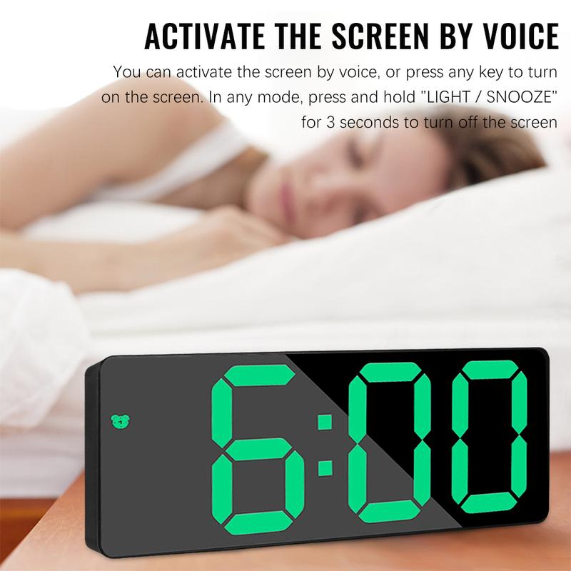 Birthday Gift Digital Alarm Clock LED Travel Alarm Clocks with Snooze Button Brightness Adjustable