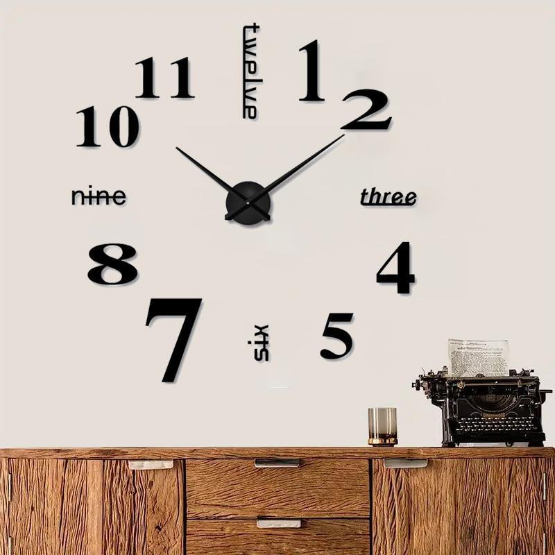 3D Clock Design Acrylic Wall Sticker, 1 Count Modern & Simple & Mute DIY Personalized Living Room Decoration Clock for Ramadan Decoration