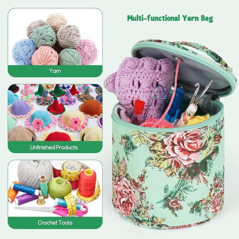 Portable Yarn Storage Box, 1 2 Counts Mini Yarn Knitting Supplies Storage Bag with Zipper & Hole, Knitting Storage Organizer for Travel, Crochet, Home