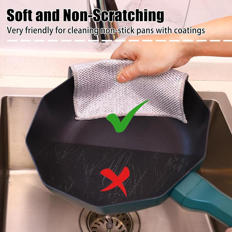 12 Pcs New Upgrade Steel Wire Dishcloth,Triple-Layer Steel Wire Cleaning Cloth,Powerful Cleaning Non-Scratch Wire Dishcloth R for Cookware, Sinks, Dishes, Stove Tops