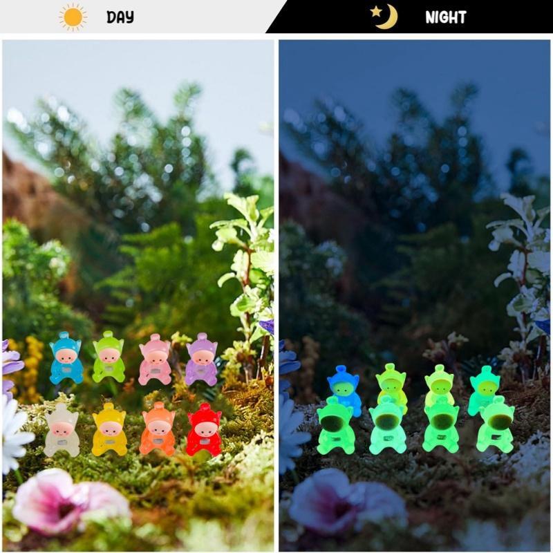 Random Color Cute Cartoon Design Miniature Ornament, 10 30pcs Luminous Miniature Ornament, DIY Decoration Accessories for Home & Garden & Car