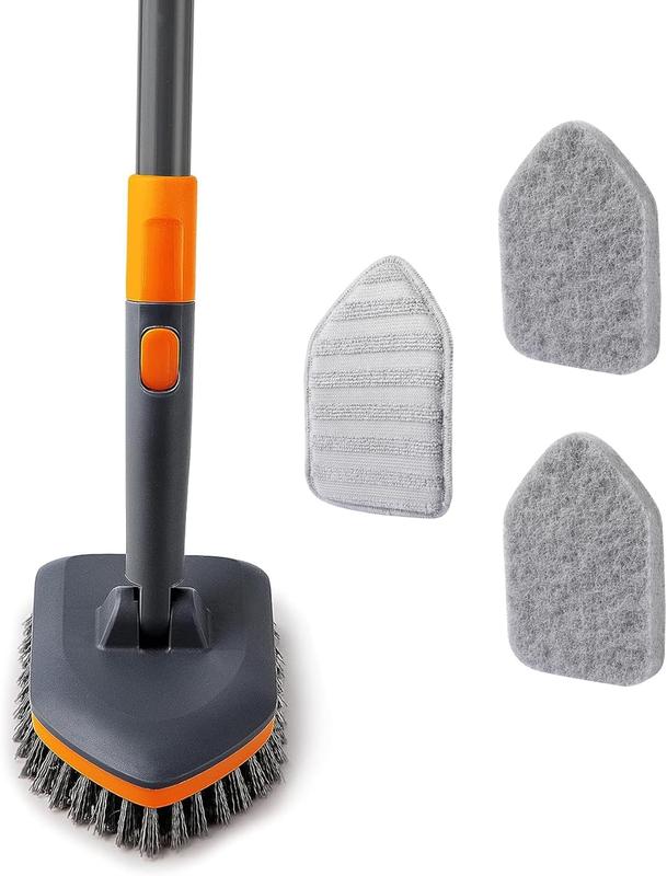 Tile Tub Scrubber Brush with 3 Different Function Cleaning Heads and 56