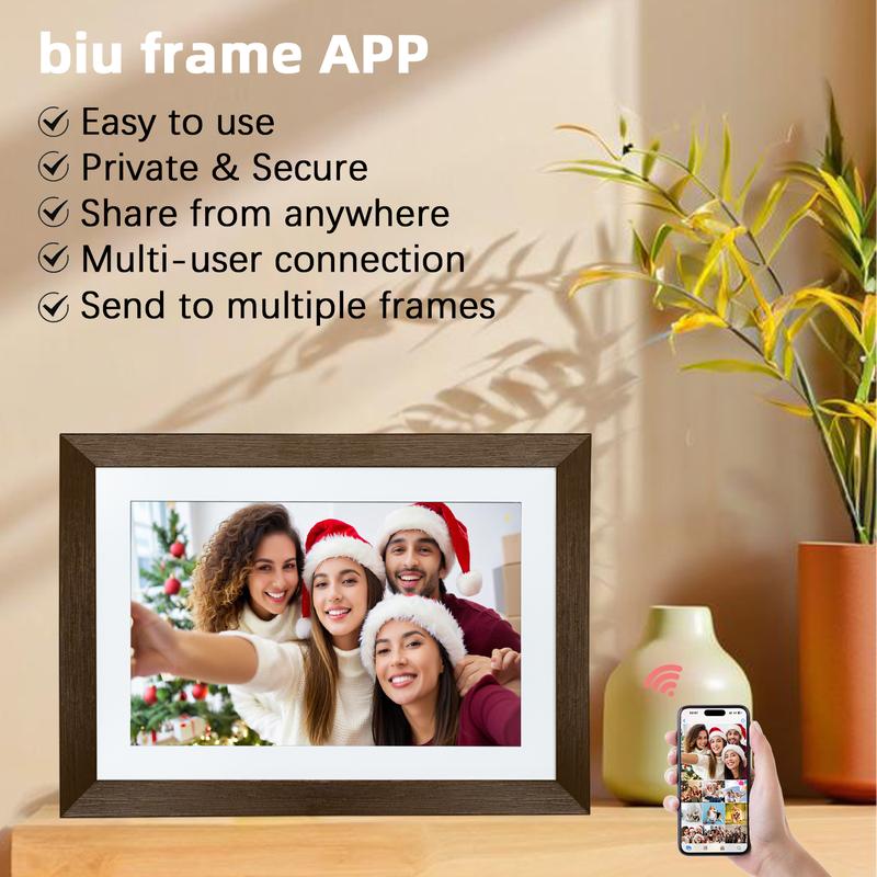 Ekoio Digital Picture Frame 10.1 Inch WiFi,gift idea, IPS Touch Screen Smart Cloud Photo Frame with 32GB Storage, Auto-Rotate Easy Setup to Share Photos or Videos via biu frame APP, Wall Mountable White color and Black color