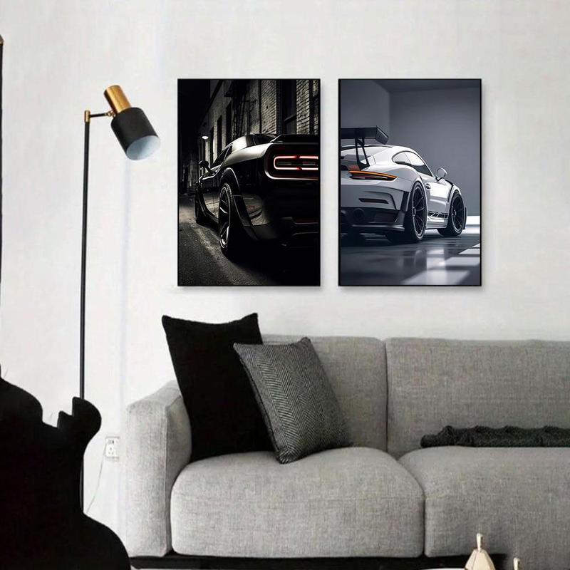 Car Pattern Unframed Painting, 2 Counts set Modern Canvas Wall Art, Wall Decor for Home Living Room Bedroom Study Room