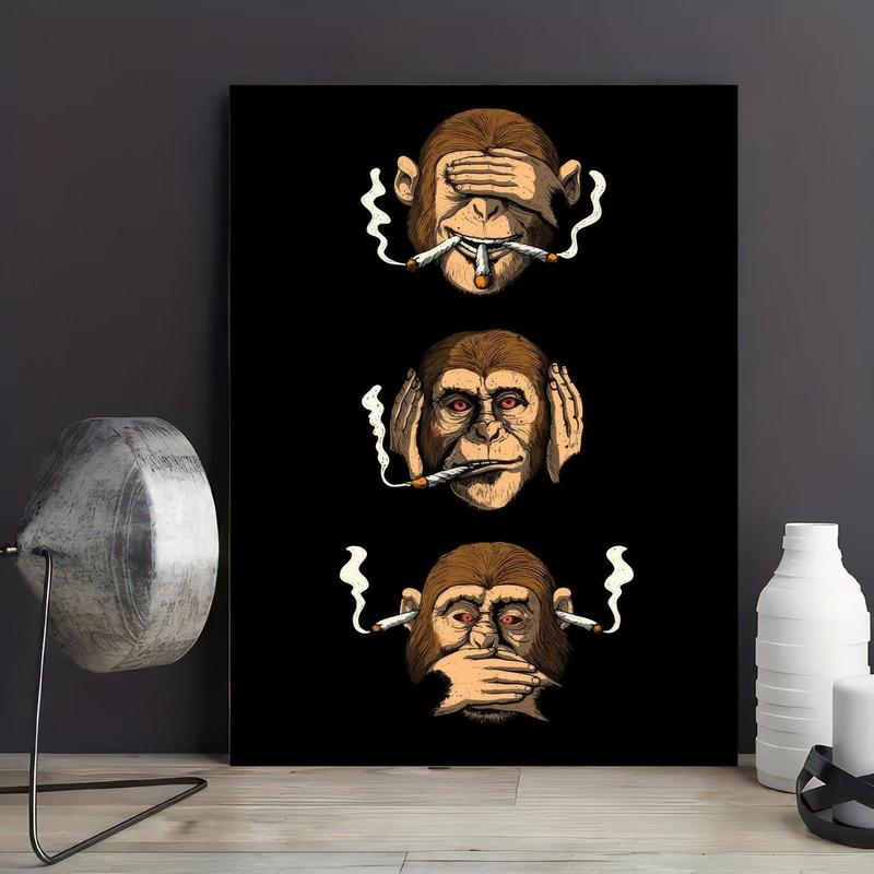 1 count Vintage Smoking Monkey Canvas Poster - Unique Wall Art for Living Room and Kitchen Decor - No Frame NeededNo frame Ornaments Decoration Photo Artistic