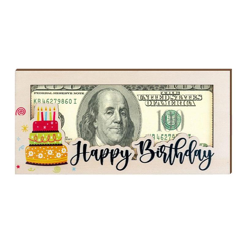 Wooden Birthday Money Gift Holder, 1 Count Happy Birthday Cash Envelope, Birthday Money Gift, DIY Money Holder, Birthday Present for Birthday Party