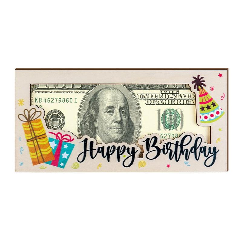 Wooden Birthday Money Gift Holder, 1 Count Happy Birthday Cash Envelope, Birthday Money Gift, DIY Money Holder, Birthday Present for Birthday Party