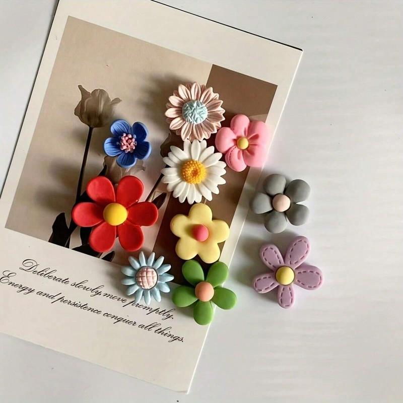 Flower Shaped Fridge Magnet, 10pcs set Cute Flower Refrigerator Magnet, Decorative Refrigerator Magnet for Home Kitchen Office