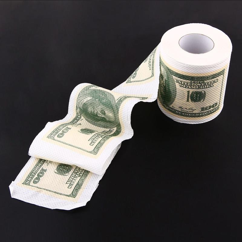 Money Toilet Paper One Hundred Dollar Bill Roll of Toilet Paper Dollar Bill Printed Household Toilet Paper for Bathroom Kitchen Workshop