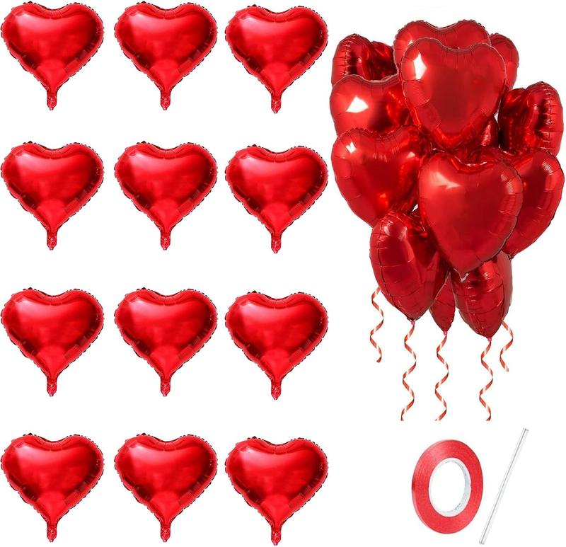 12 count Red Heart Shape Foil Balloons, 18