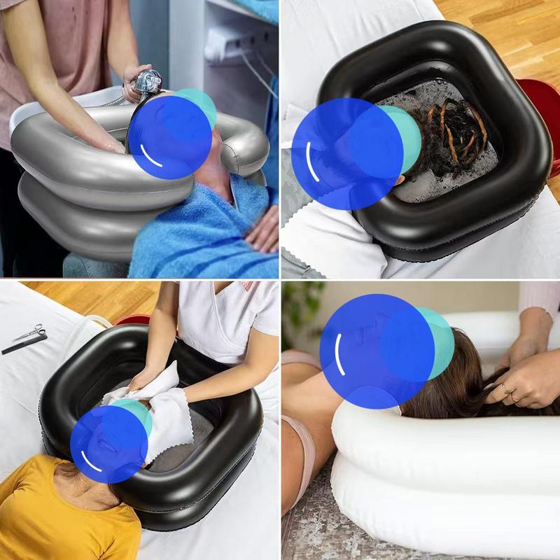 Inflatable Shampoo Basin with Neck Support & Drain Hose for Hair Washing - Perfect for Dreadlocks, Curly Hair & Thick Hair