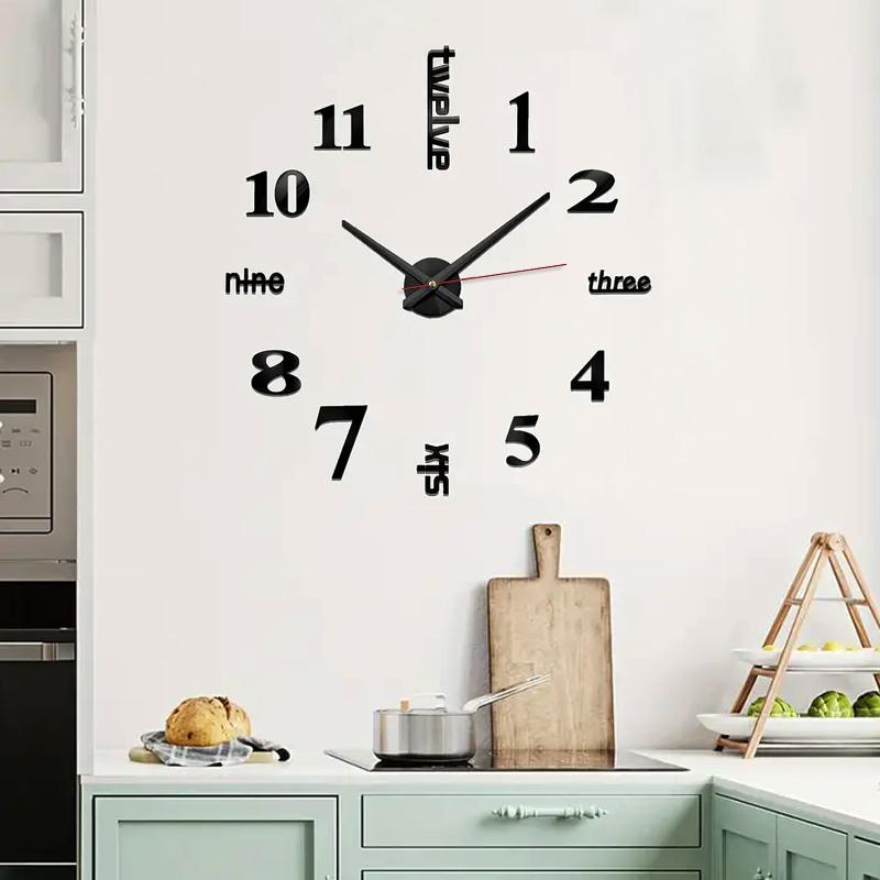 3D Clock Design Acrylic Wall Sticker, 1 Count Modern & Simple & Mute DIY Personalized Living Room Decoration Clock for Ramadan Decoration