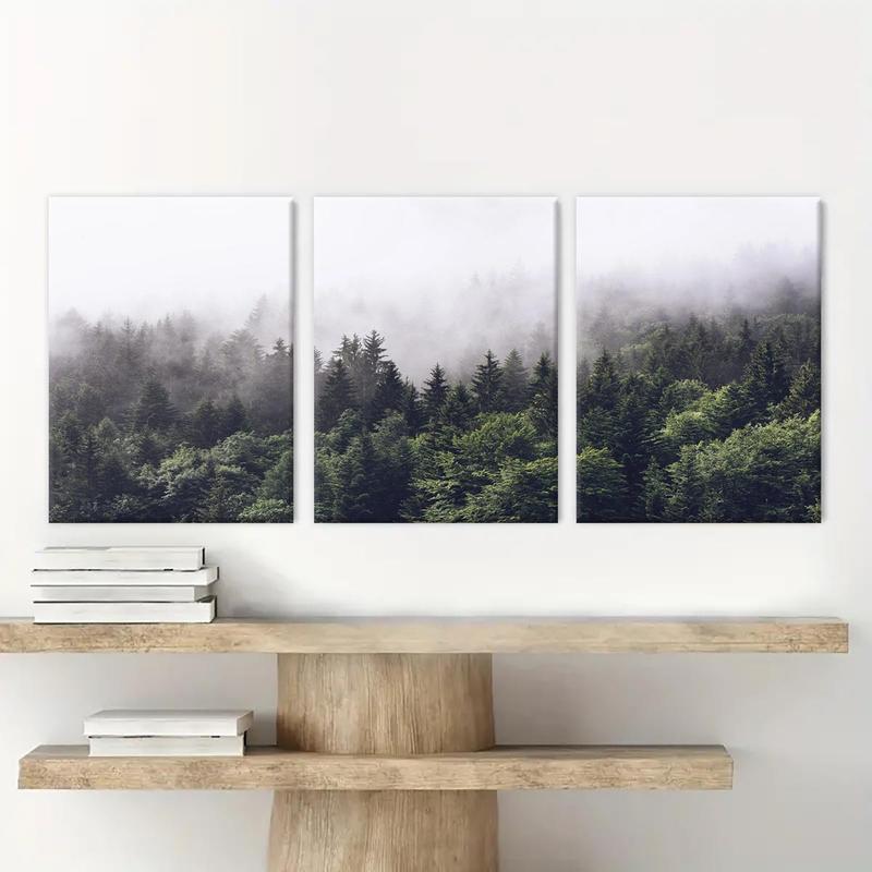 Landscape Pattern Canvas Painting with Frame, 3 Counts Modern Wall Art Painting, Wall Decor for Home Living Room Bedroom, Room Decor, Christmas 2024 Ornament, Christmas Gift Ideas, Stocking Stuffers