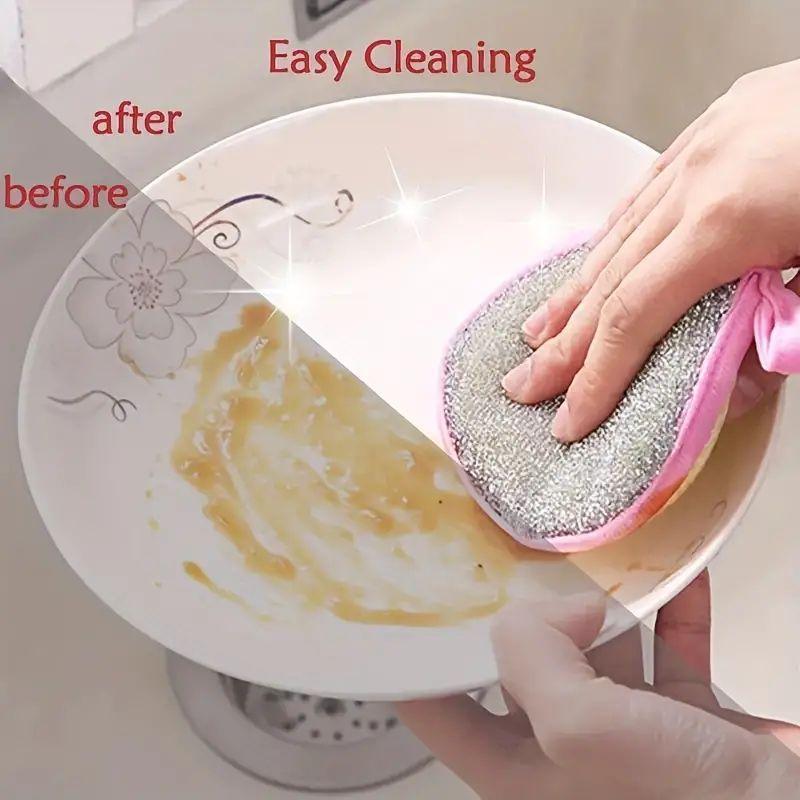 Double-sided Sponge, 5 Counts Pot & Dish Cleaning Sponges, Effortless Pot & Dish Cleaning Sponge, Kitchen Cleaning Sponge