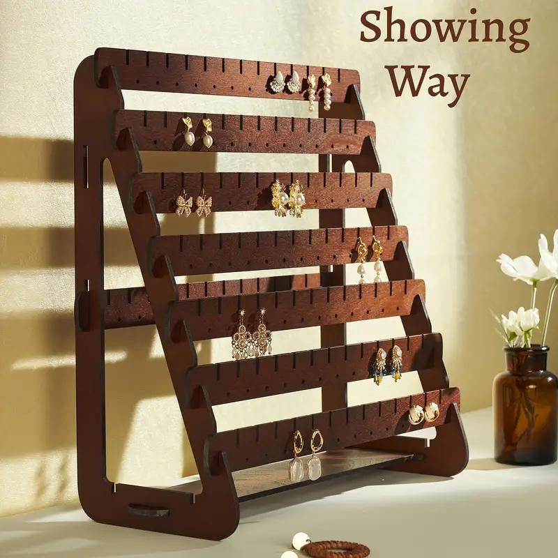 Earring Display Stand, Wooden Earring Display Rack, Large Capacity Earring Storage Rack, Earring Organizer for Home & Jewelry Store