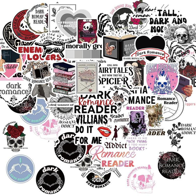 Dark Romance Sticker, 50pcs set Bookish Reading Sticker, Romance Sticker for Adult, Book Lovers Gift, Office Stationery & Supplies