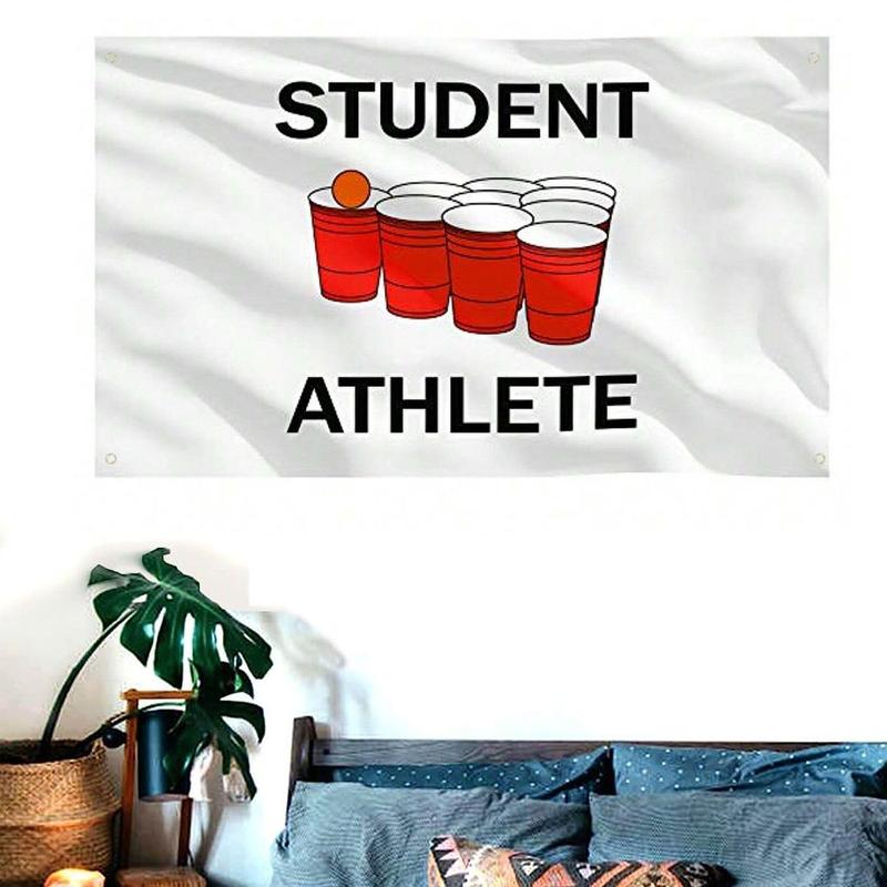 Student Athlete Banner Flag, 1 Count College Flag, Dorm Room Flag, Indoor and Outdoor Hanging Flag with Grommet, Bedroom Accessories, Christmas Gift, Fall Decor, Gift For Girlfriend