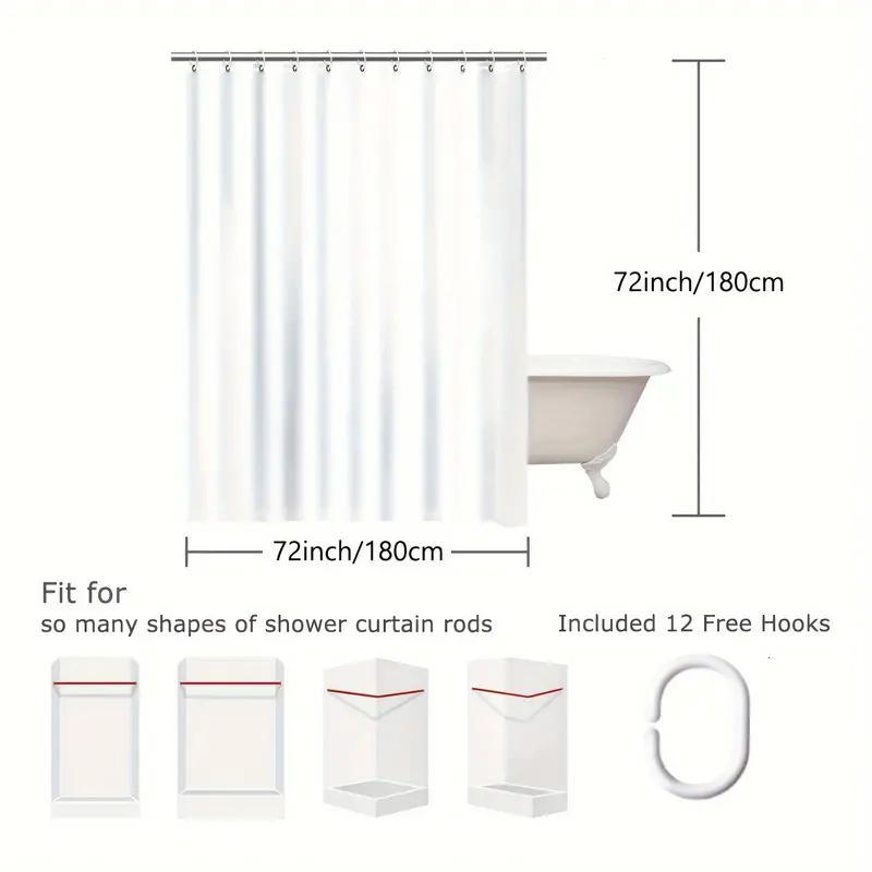 Solid Color Shower Curtain with Hooks, 1 Count Waterproof Bathroom Partition Curtain, Bathroom Accessories, Home Decor Supplies