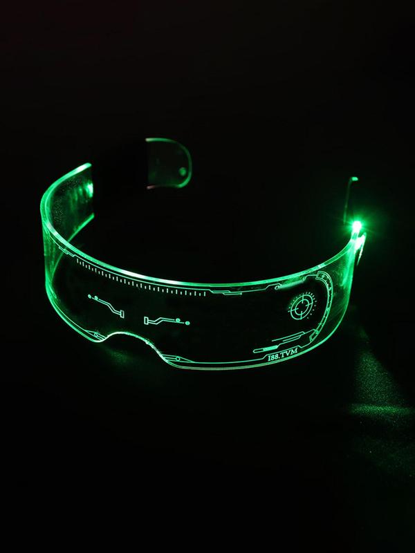 Y2k Glow in The Dark Eyeglasses for Beach Vacation, Sunglass Trends 2024 Punk Luminous Eyeglasses for Party, Club Future Tech Led Party Music Festival