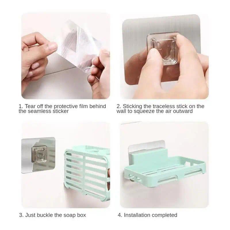 Bathroom Accessories Soaps  Holder Wall Mount Drain Soap Dish Box Plastic Hollow Installation