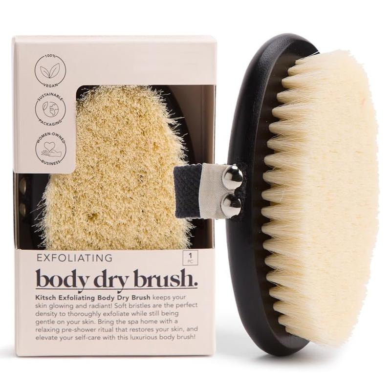 Dry Brushing Body Brush & Exfoliating Body Scrubber, Lymphatic Drainage Massager with Soft Vegan Bristle for Sensitive Skin, Gentle Back Scrubber & Dry Brush Body Care Exfoliator