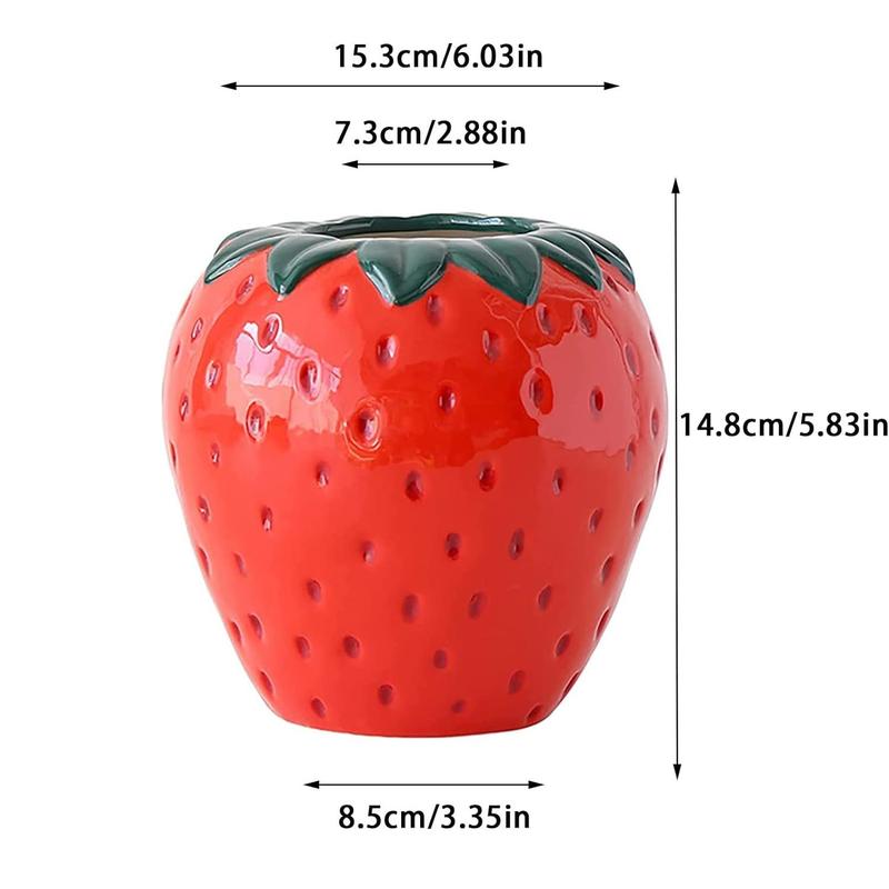 Strawberry Shaped Vase, Vintage Fruit Design Decorative Ceramic Vase, Decorative Flower Vase for Home Living Room Office