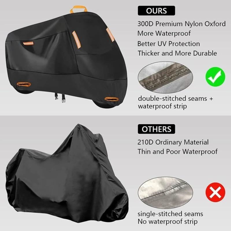 Motorcycle Waterproof Cover, Dustproof & Anti-theft Motorcycle Cover, Reflective Strip Design Universal Motorcycle Cover