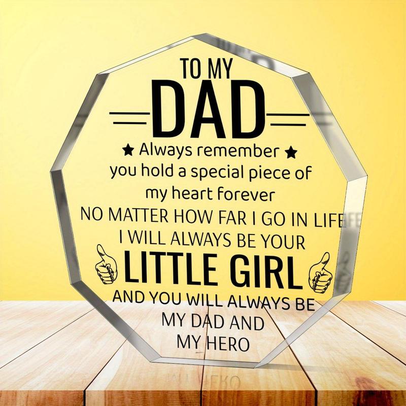 Acrylic Puzzle Shaped Plaque, To My Dad Letter Festive Decorations, Appreciation Gift for Dad Birthday Father's Day Home Office Decor